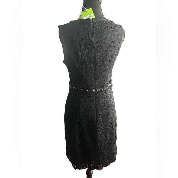 NWT Sam Edelman Black Lace Midi Dress with Accent Waist Size 6 - Picture 8 of 9